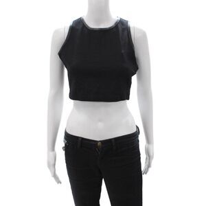 Twenty Women Cropped Tank Black Crew Neck Zip Biker Size M